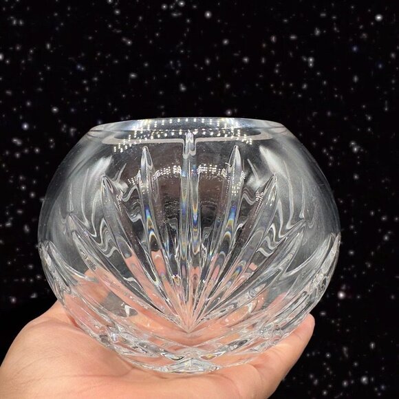 Wedgwood Clear Crystal Glass Rose Bowl Hand Made In England Decorated Marked 4”T - Picture 2 of 11